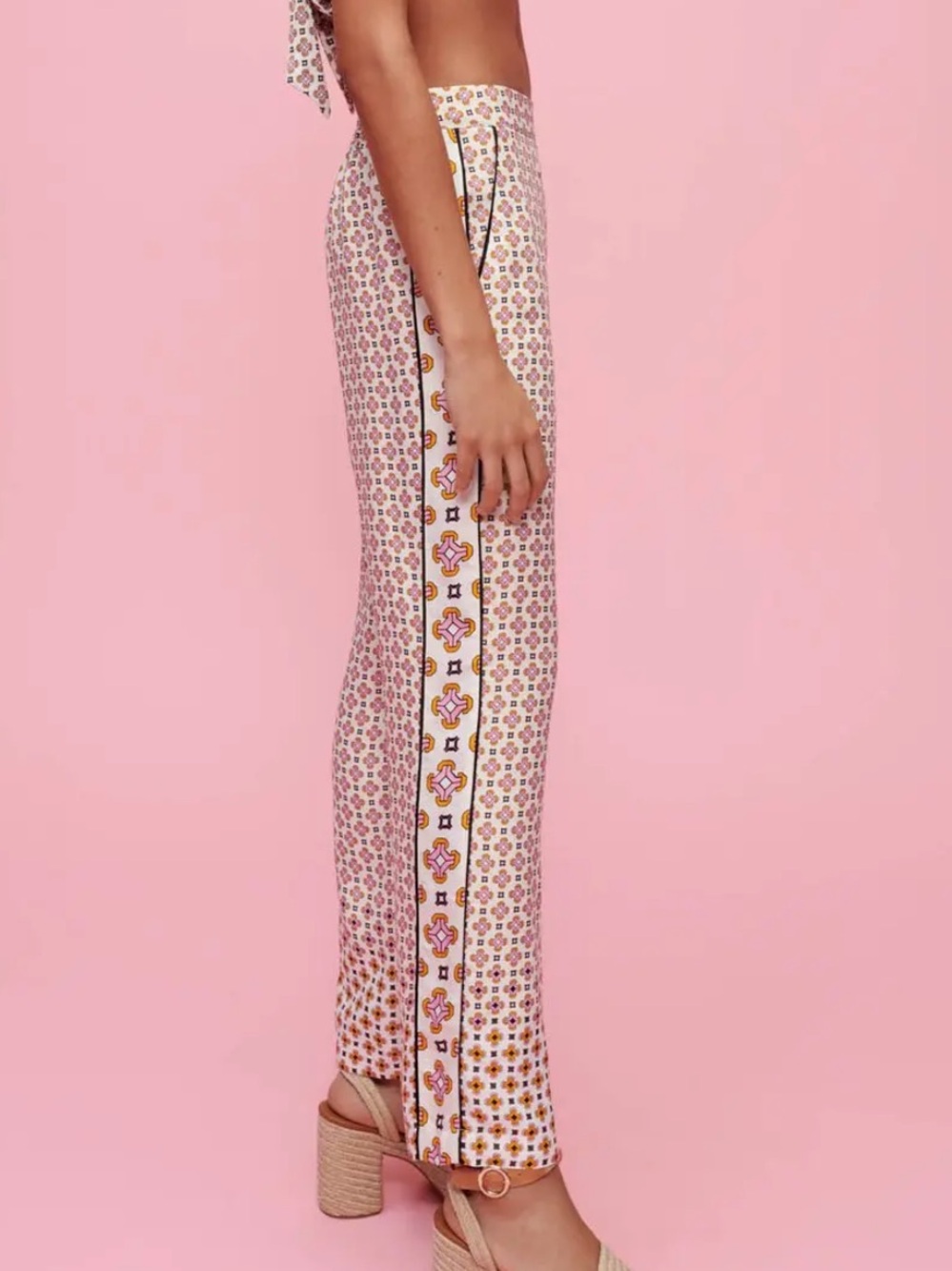 NWT Maje Satin Viscose Printed Summer Pants Size 40 US 8